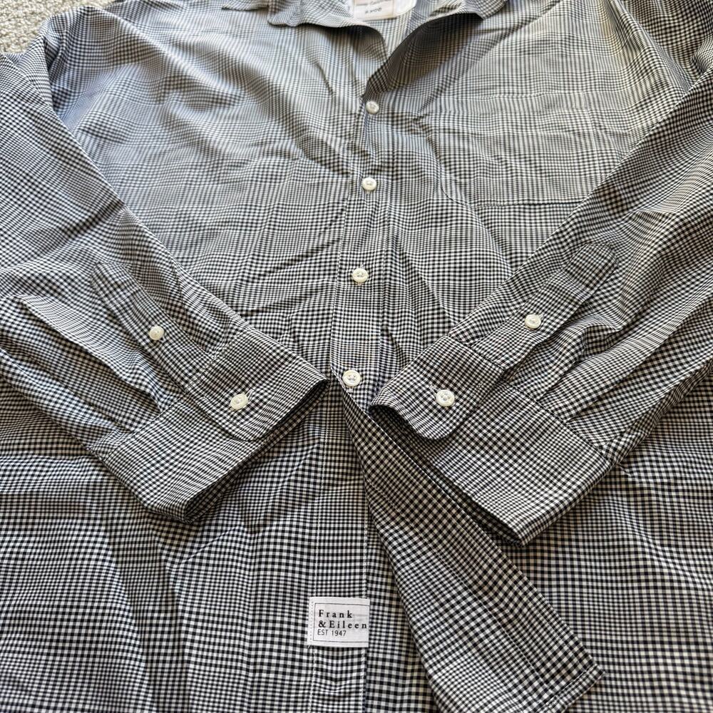 Frank & Eileen Oona Continuous Sleeve Button Up Shirt Black White Plaid Size M - Picture 4 of 9